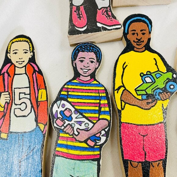 Vintage Inspired Wooden Children Figurines Set Wedgies Career Lot of 13 - Picture 13 of 16